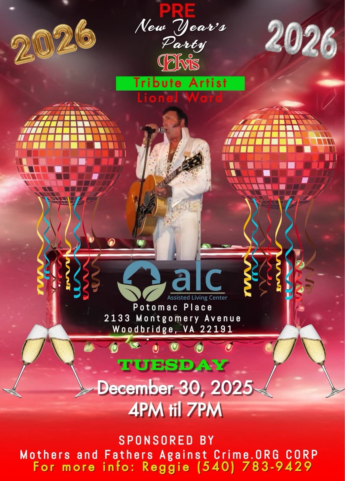 Pre New Year's Party with Elvis tribute artist Lionel Ward, December 30 2025 at ALC Assisted Living Center Potomac Place in Woodbridge, Virginia